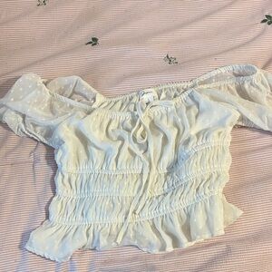 J. Crew Cream Off-Shoulder Blouse